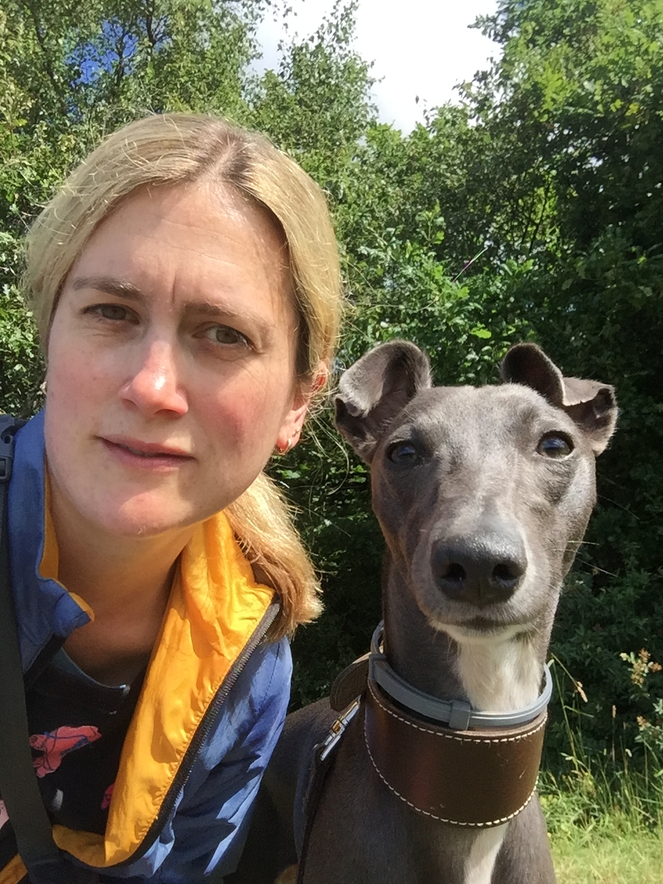Laura and Bramble the whippet